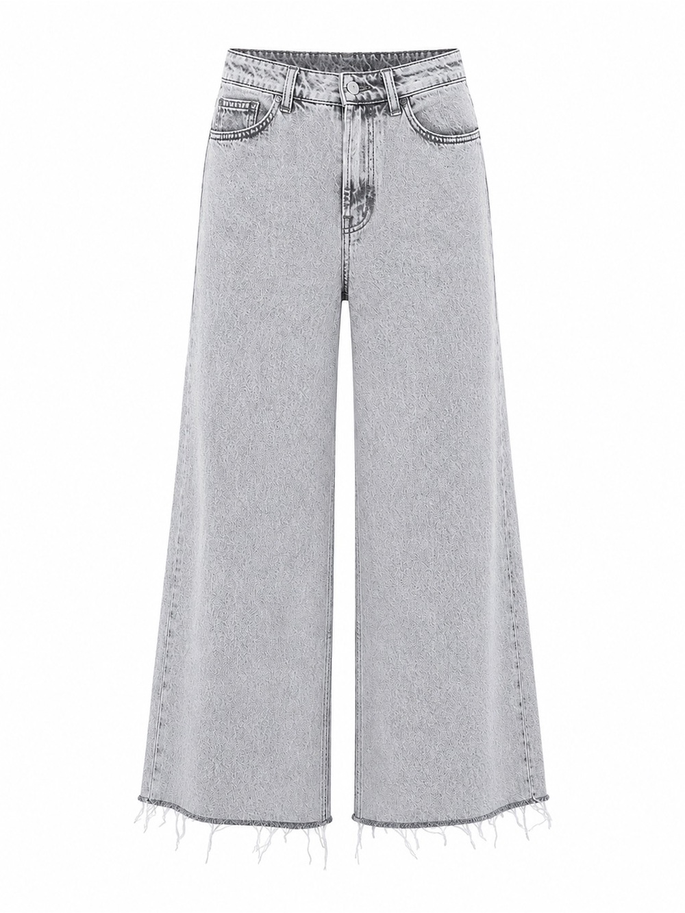 Wide-Leg High-Rise Women's Jeans - Gray Wash